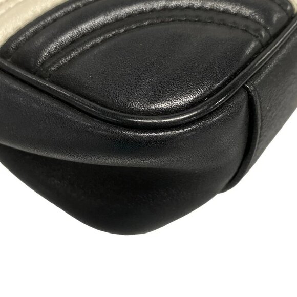 Auth GUCCI GG Marmont Quilting Small Shoulder Bag 443497 Black White Leather - Picture 3 of 16